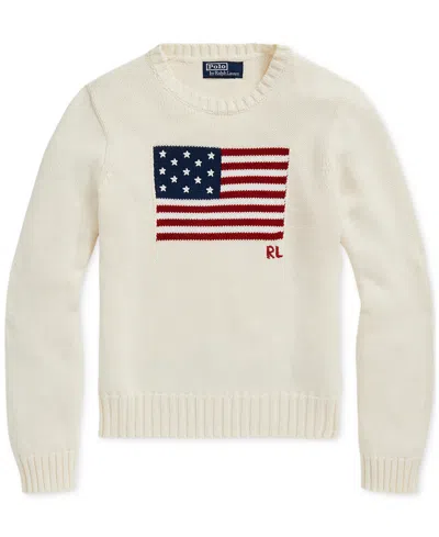 Polo Ralph Lauren Long Sleeve Crew Neck Polo Jumper In Cream Multi