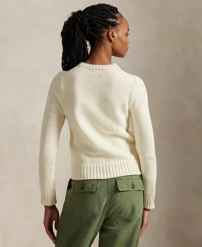 Polo Ralph Lauren Long Sleeve Crew Neck Polo Jumper In Cream Multi