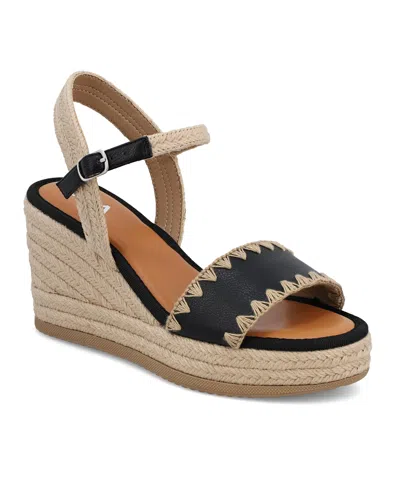 Mia Women's Becky Round Toe Wedge Sandals In Natural,black