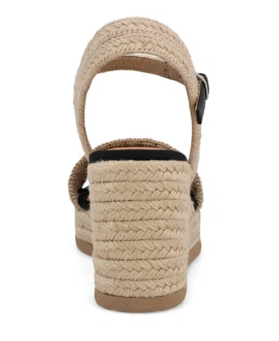 Mia Women's Becky Round Toe Wedge Sandals In Natural,black