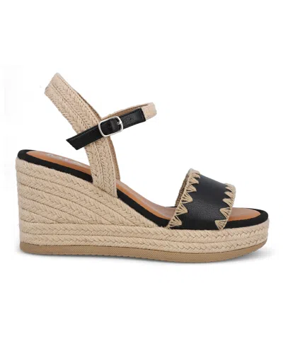 Mia Women's Becky Round Toe Wedge Sandals In Natural,black