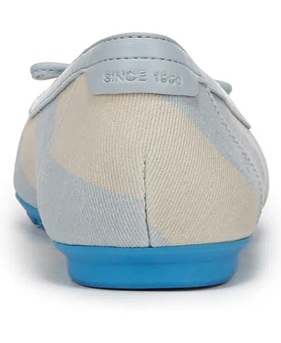 Franco Sarto Imara Square Toe Ballet Flat In Soft Blue Stripe Twill Fabric