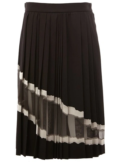 Maison Margiela Sheer Panel Pleated Skirt In Black|bianco