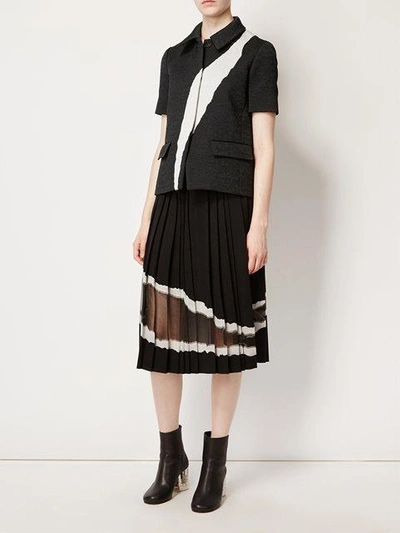 Shop Maison Margiela Sheer Panel Pleated Skirt In Black
