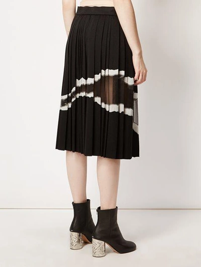 Shop Maison Margiela Sheer Panel Pleated Skirt In Black