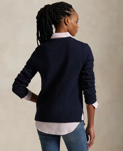 Polo Ralph Lauren Polo Bear Intarsia Cotton And Linen Sweater In Blue