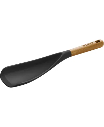 Staub Silicone With Wood Handle Spatula Spoon In Black,brown