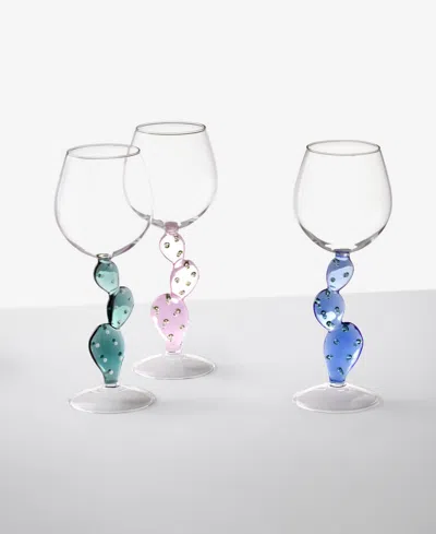 Ichendorf Desert Plants Cactus Wine Glass In Caribe Blue