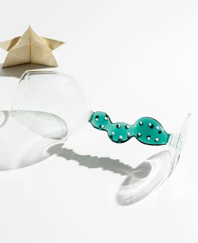 Ichendorf Desert Plants Cactus Wine Glass In Caribe Blue