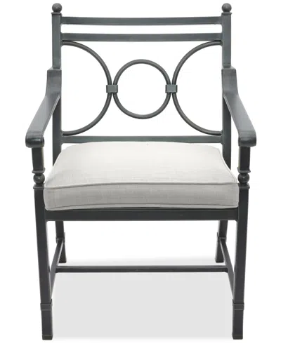 Agio Wythburn Mix And Match Scroll Outdoor Dining Chair In Pearl White,pewter Finish