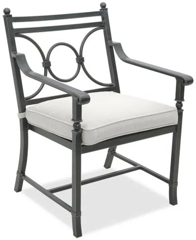 Agio Wythburn Mix And Match Scroll Outdoor Dining Chair In Pearl White,pewter Finish