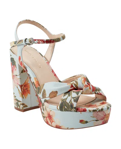 Marc Fisher Women's Deren High Block Heel Platform Sandals In Light Blue Floral