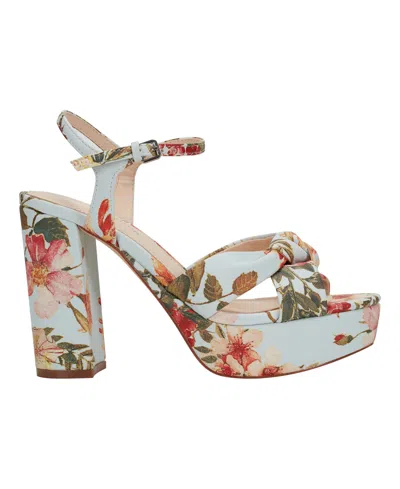 Marc Fisher Women's Deren High Block Heel Platform Sandals In Light Blue Floral