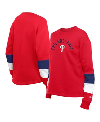 New Era Women'sâ Red Philadelphia Phillies Gameday Crewneck Sweatshirt In Red