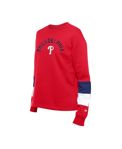 New Era Women'sâ Red Philadelphia Phillies Gameday Crewneck Sweatshirt In Red