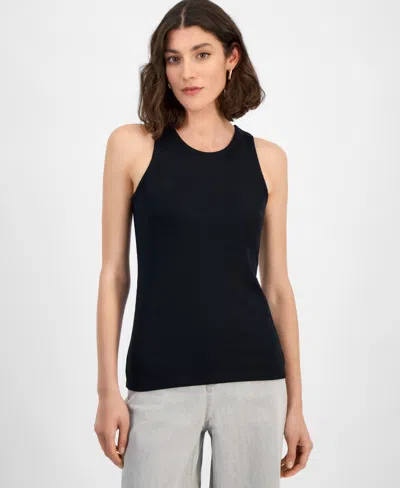 Inc International Concepts Women's Ribbed Knit Tank Top, Exclusively At Macy's In Deep Black