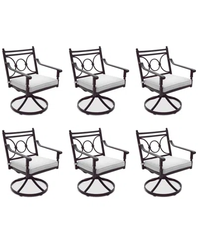 Agio Wythburn Mix And Match Scroll Outdoor Swivel Chairs, Set Of 6 In Pearl White,bronze Finish