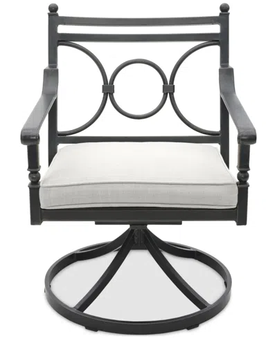 Agio Wythburn Mix And Match Scroll Outdoor Swivel Chair In Pearl White,pewter Finish