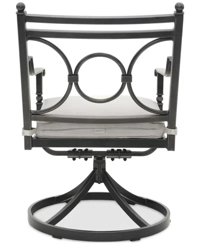 Agio Wythburn Mix And Match Scroll Outdoor Swivel Chair In Pearl White,pewter Finish