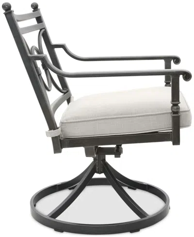 Agio Wythburn Mix And Match Scroll Outdoor Swivel Chair In Pearl White,pewter Finish