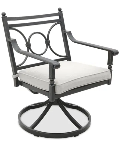 Agio Wythburn Mix And Match Scroll Outdoor Swivel Chair In Pearl White,pewter Finish