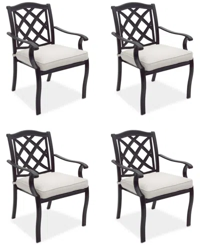 Agio Wythburn Mix And Match Lattice Outdoor Dining Chairs, Set Of 4 In Pearl White,bronze Finish