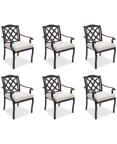 Agio Wythburn Mix And Match Lattice Outdoor Dining Chairs, Set Of 6 In Pearl White,bronze Finish