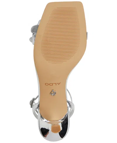 Aldo Women's Daisyrose Floral Kitten-heel Dress Sandals In Silver Metallic