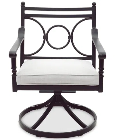Agio Wythburn Mix And Match Scroll Outdoor Swivel Chair In Pearl White,bronze Finish