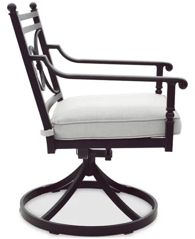 Agio Wythburn Mix And Match Scroll Outdoor Swivel Chair In Pearl White,bronze Finish