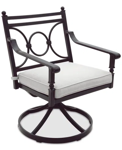 Agio Wythburn Mix And Match Scroll Outdoor Swivel Chair In Pearl White,bronze Finish