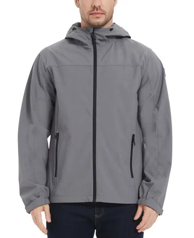 Hawke & Co. Men's All-season Lightweight Stretch Hooded Rain Jacket In Gray
