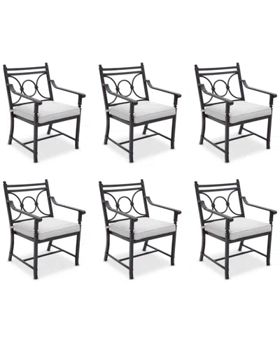 Agio Wythburn Mix And Match Scroll Outdoor Dining Chairs, Set Of 6 In Pearl White,bronze Finish