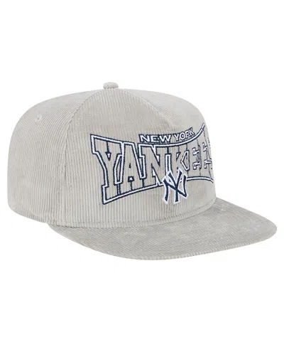New Era Men's Gray New York Yankees Corduroy Golfer Snapback Hat In Gray