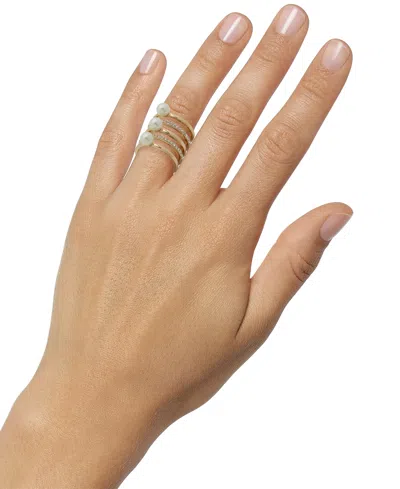 Emily In Paris Gold-tone Pave & Imitation Pearl Multi-row Ring In White