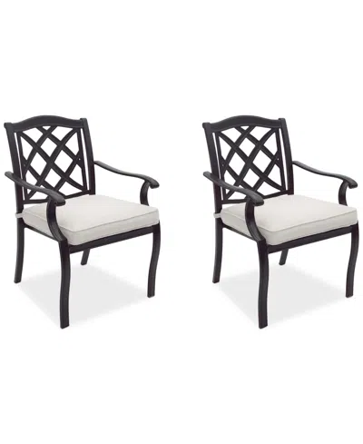 Agio Wythburn Mix And Match Lattice Outdoor Dining Chairs, Set Of 2 In Pearl White,bronze Finish