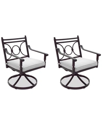 Agio Wythburn Mix And Match Scroll Outdoor Swivel Chairs, Set Of 2 In Pearl White,bronze Finish
