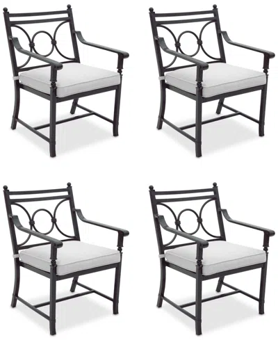 Agio Wythburn Mix And Match Scroll Outdoor Dining Chairs, Set Of 4 In Pearl White,bronze Finish