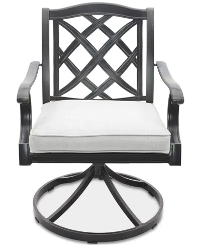 Agio Wythburn Mix And Match Lattice Outdoor Swivel Chair In Pearl White,pewter Finish