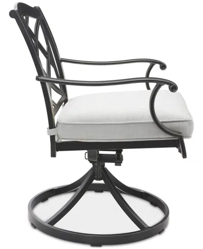 Agio Wythburn Mix And Match Lattice Outdoor Swivel Chair In Pearl White,pewter Finish