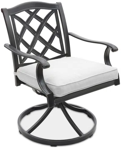 Agio Wythburn Mix And Match Lattice Outdoor Swivel Chair In Pearl White,pewter Finish