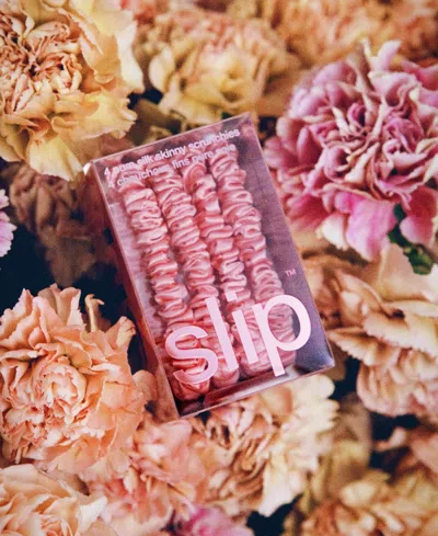 Slip 4-pc. Pure Silk Back-to-basics Skinny Scrunchies Set In Rose