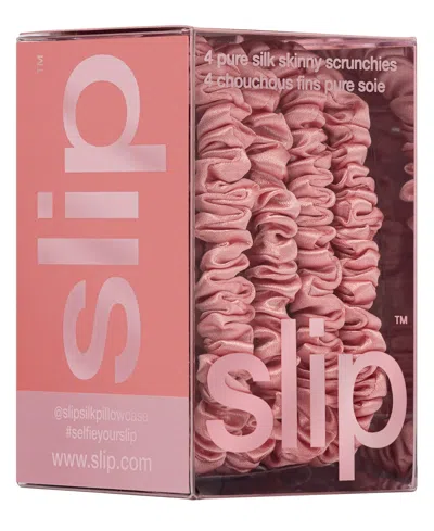 Slip 4-pc. Pure Silk Back-to-basics Skinny Scrunchies Set In Rose