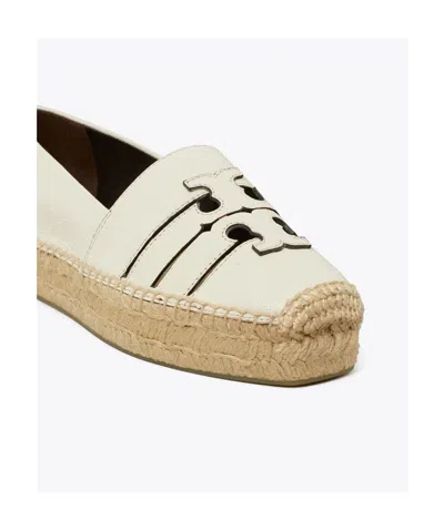 Tory Burch Ines Double T Leather Espadrilles In Nude
