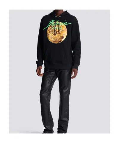 Balmain Universe Logo And Planet Hoodie In Black