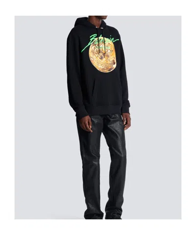 Balmain Universe Logo And Planet Hoodie In Black