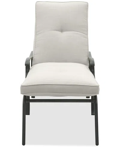 Agio Wythburn Mix And Match Lattice Outdoor Chaise Lounge In Pearl White,pewter Finish