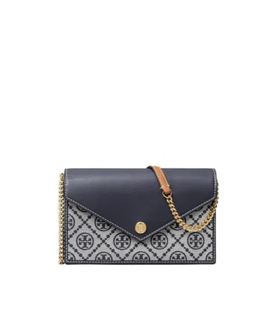 Tory Burch T Monogram Envelope Chain Wallet In Tory Navy