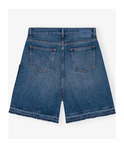 Ganni Blue Shorts With Belt Loops And One Front Patch Pocket In Blue