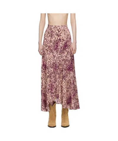 Isabel Marant Fuchsia Printed Sakura Nude Skirt In Purple-ecru